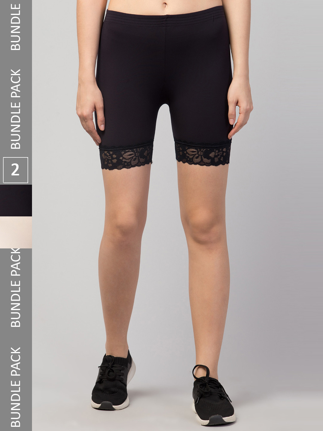 

Apraa & Parma Women Pack Of 2 Skinny Fit e-Dry Technology Cycling Sports Shorts, Black