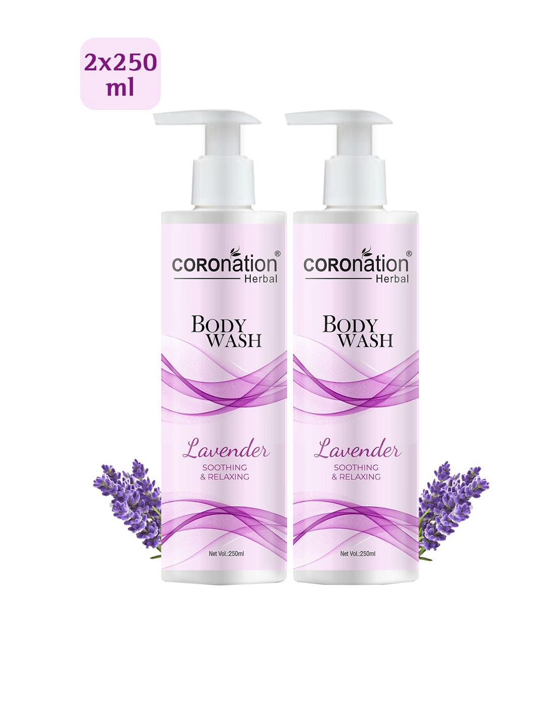 

COROnation Herbal Set Of 2 Lavender Body Wash-250ml Each, Purple