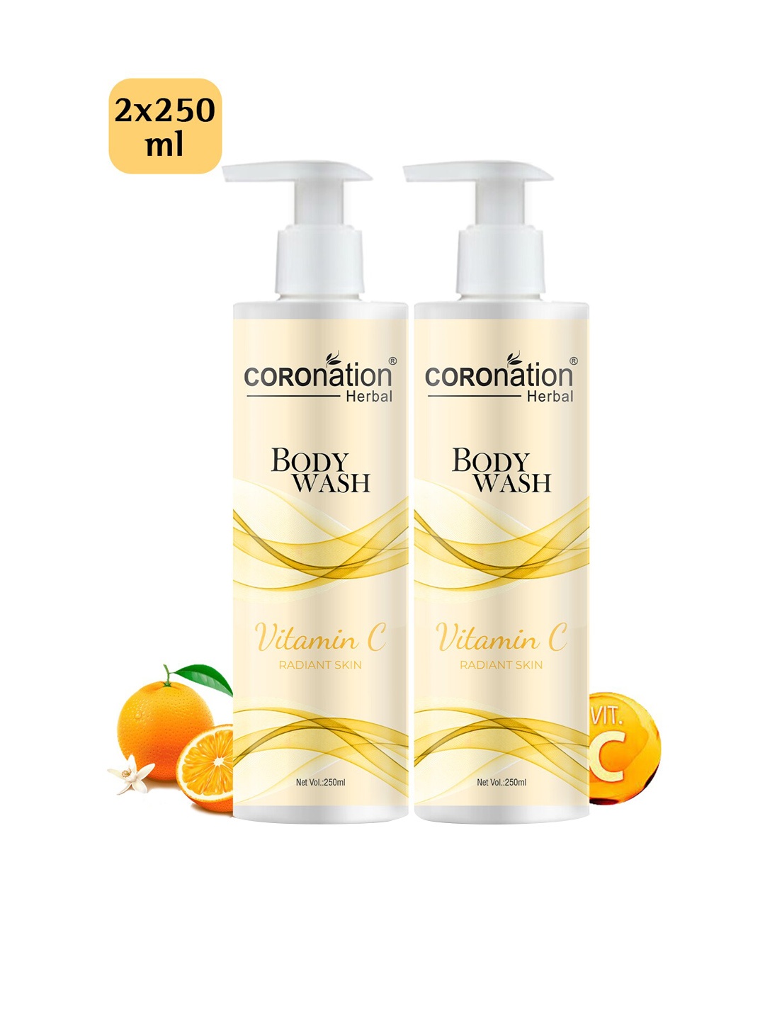 

COROnation Herbal Set Of 2 Vitamin C Body Wash- 250ml Each, Yellow