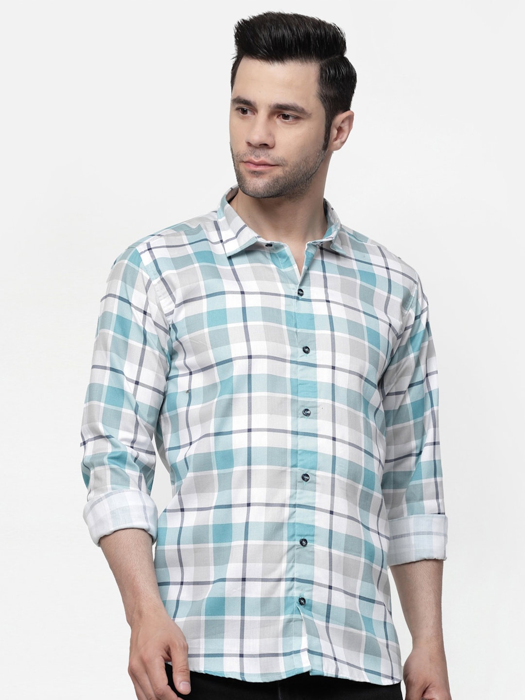 

ADWYN PETER Tartan Checked New Cotton Casual Shirt, Blue