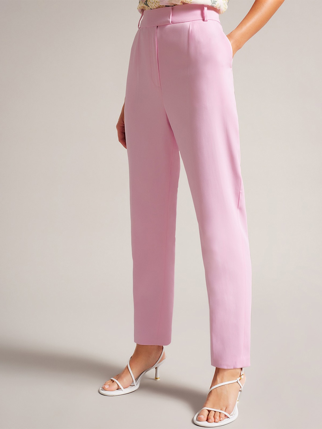 

Ted Baker Women Mid -Rise Pleated Formal Trousers, Pink