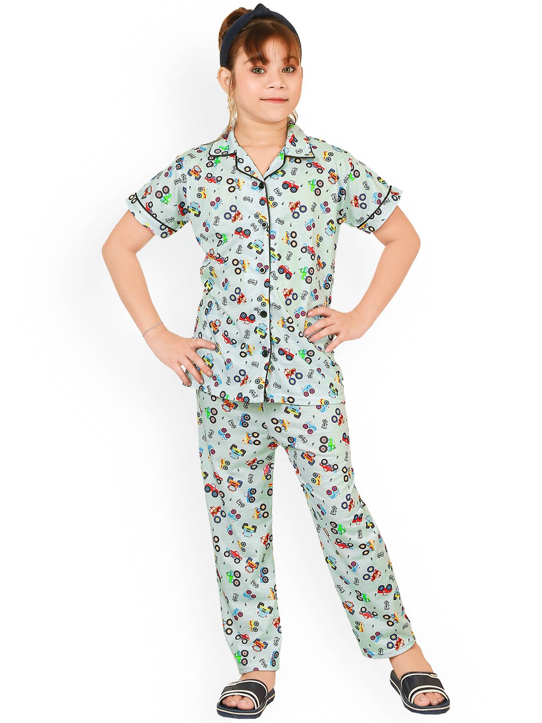 

BURBN Girls Blue & Red Printed Night suit