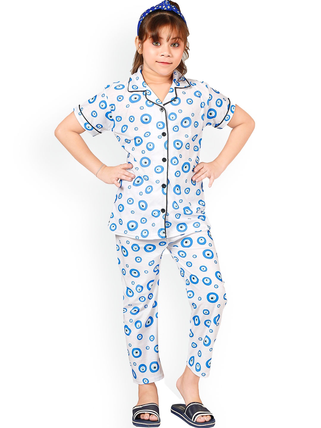 

BURBN Girls Conversational Printed Night Suit, White