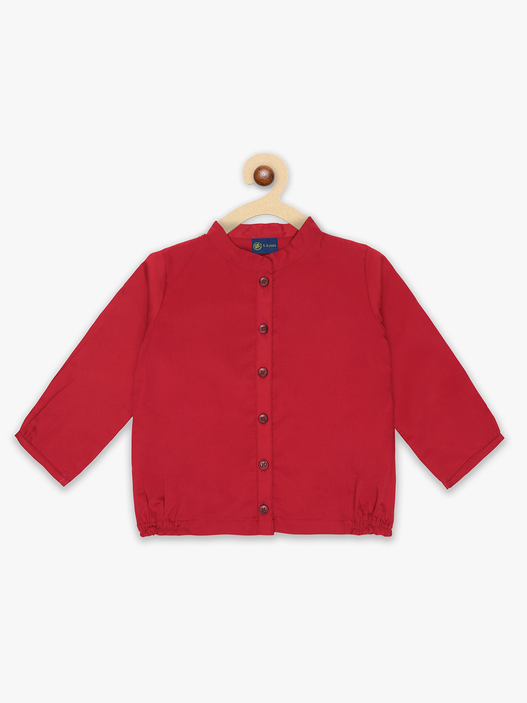 

YK Girls Mandarin Collar Shirt Style Top, Maroon