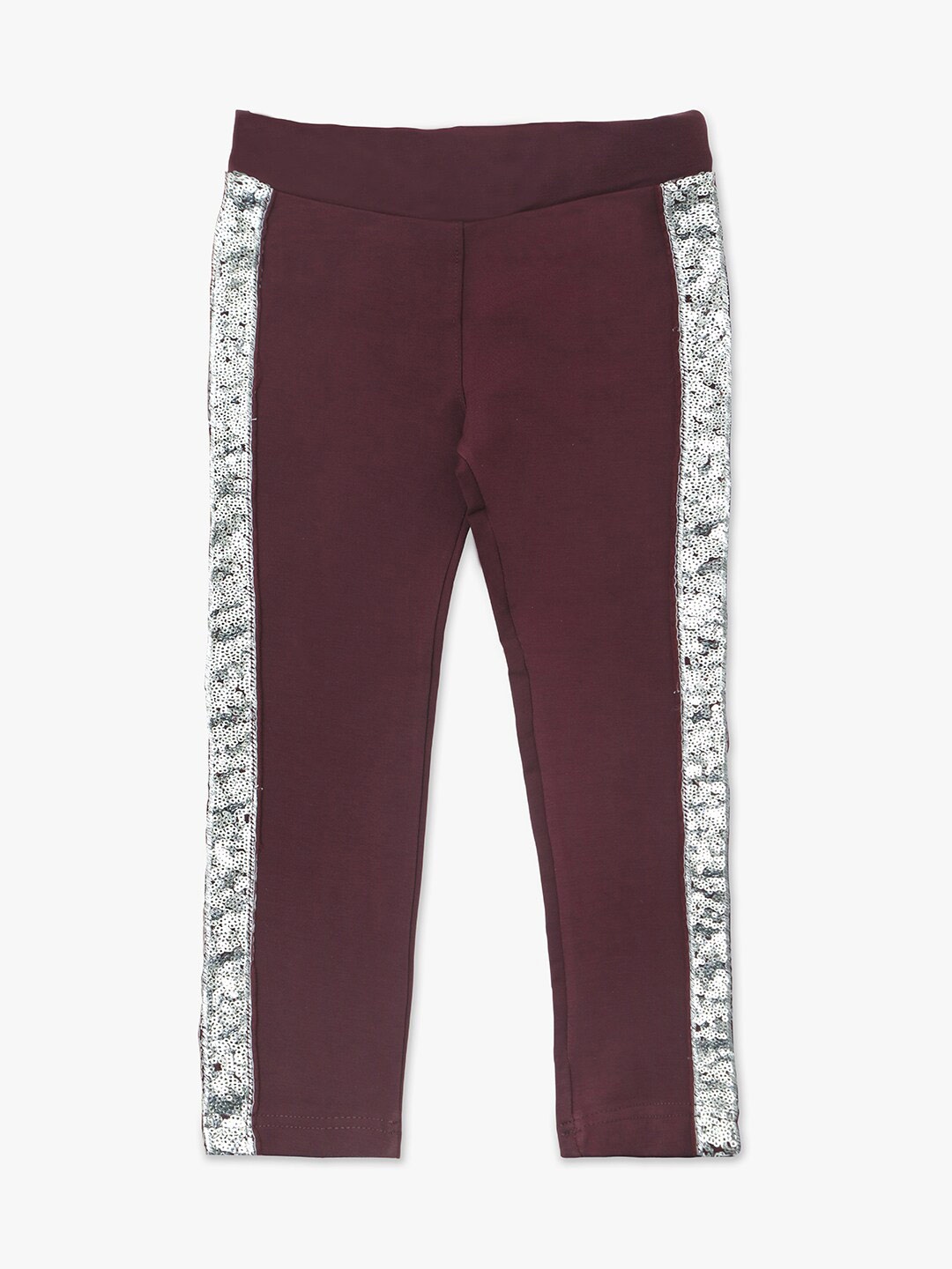 

YK Girls Side Sequence Jeggings, Maroon