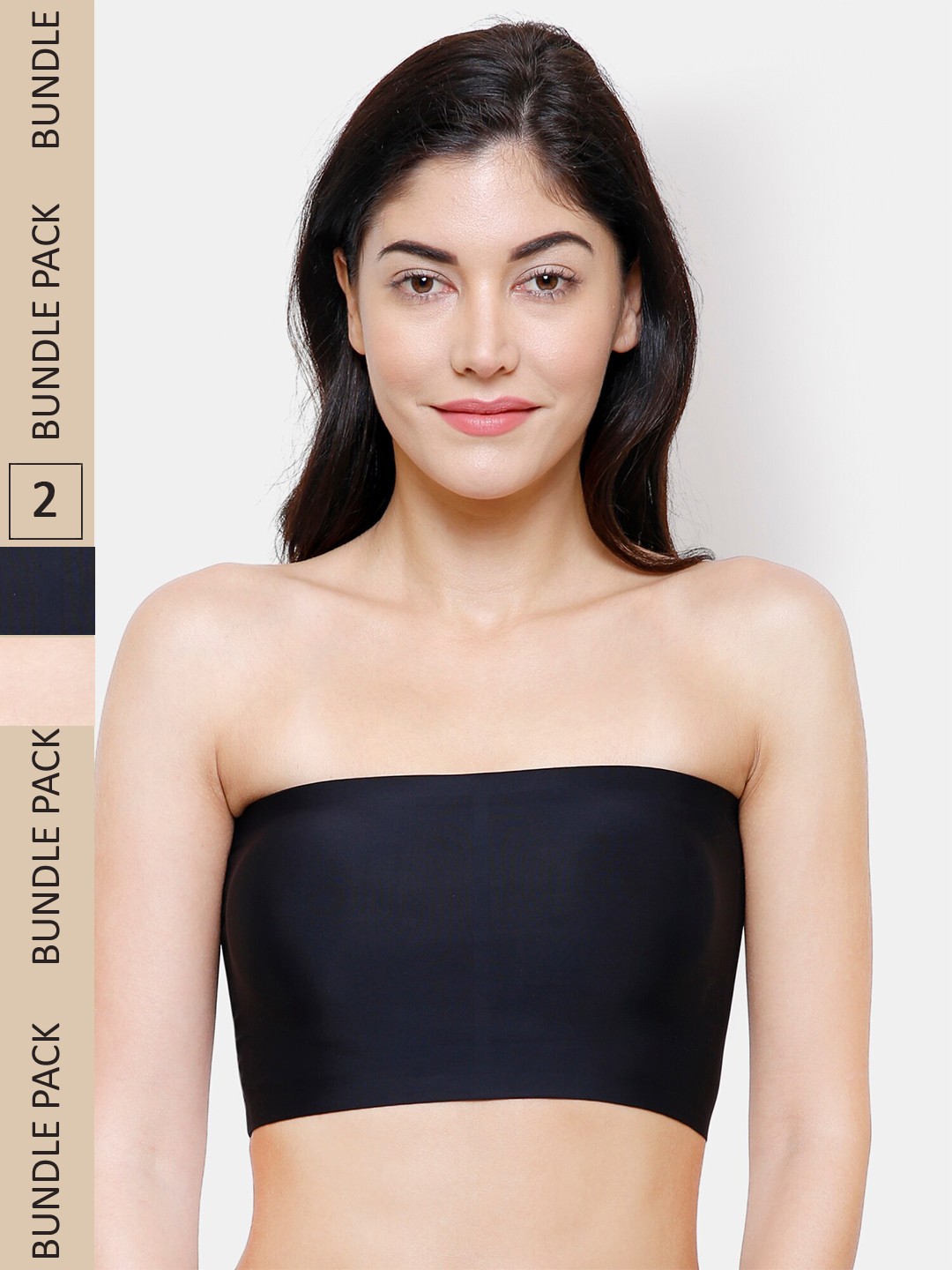 

NOIRA Pack Of 2 Half Coverage Lightly Padded All Day Comfort Bandeau Bra, Black