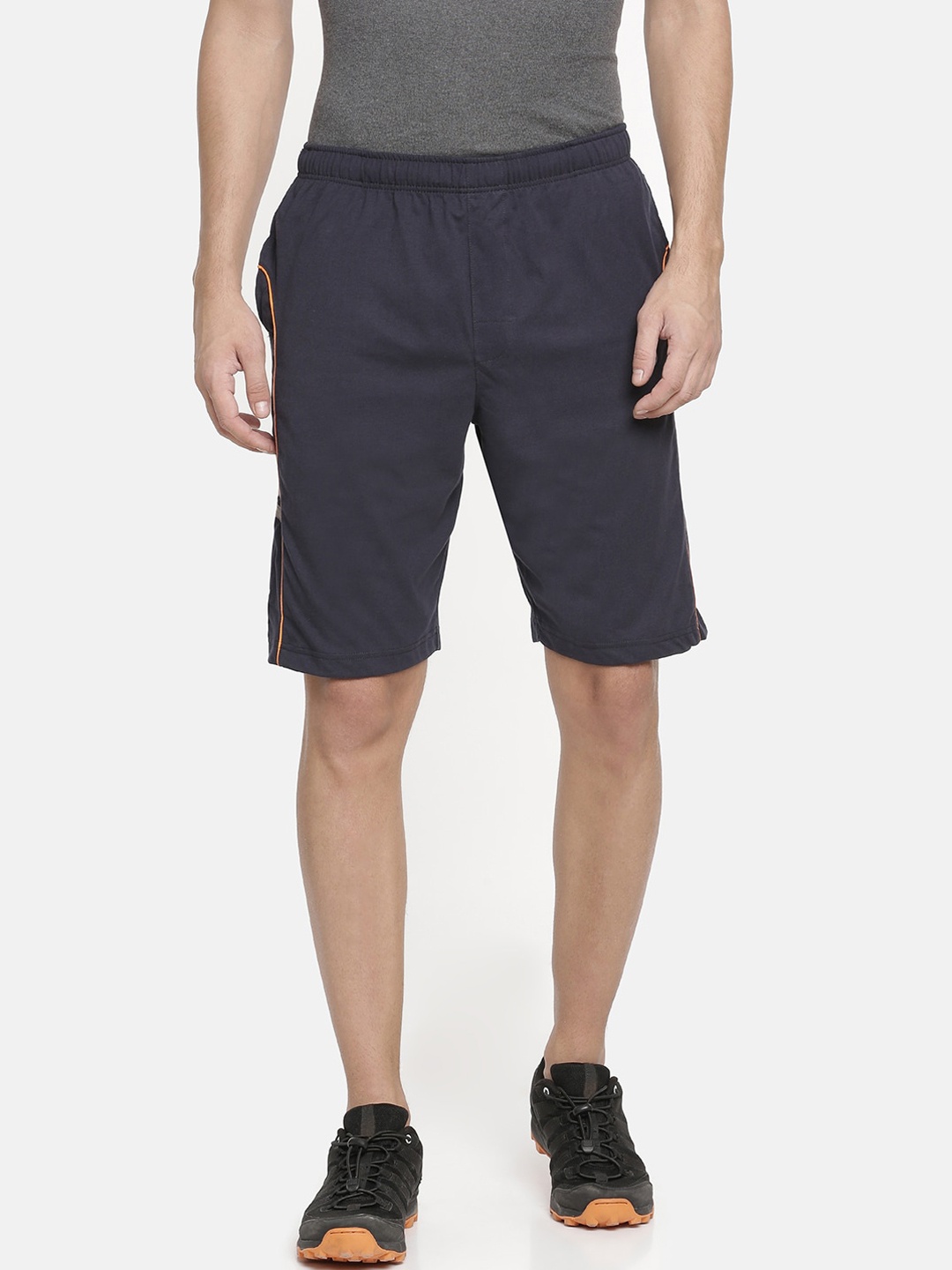 

Macroman M-Series Men Mid-Rise Rapid-Dry Cotton Sports Shorts, Navy blue