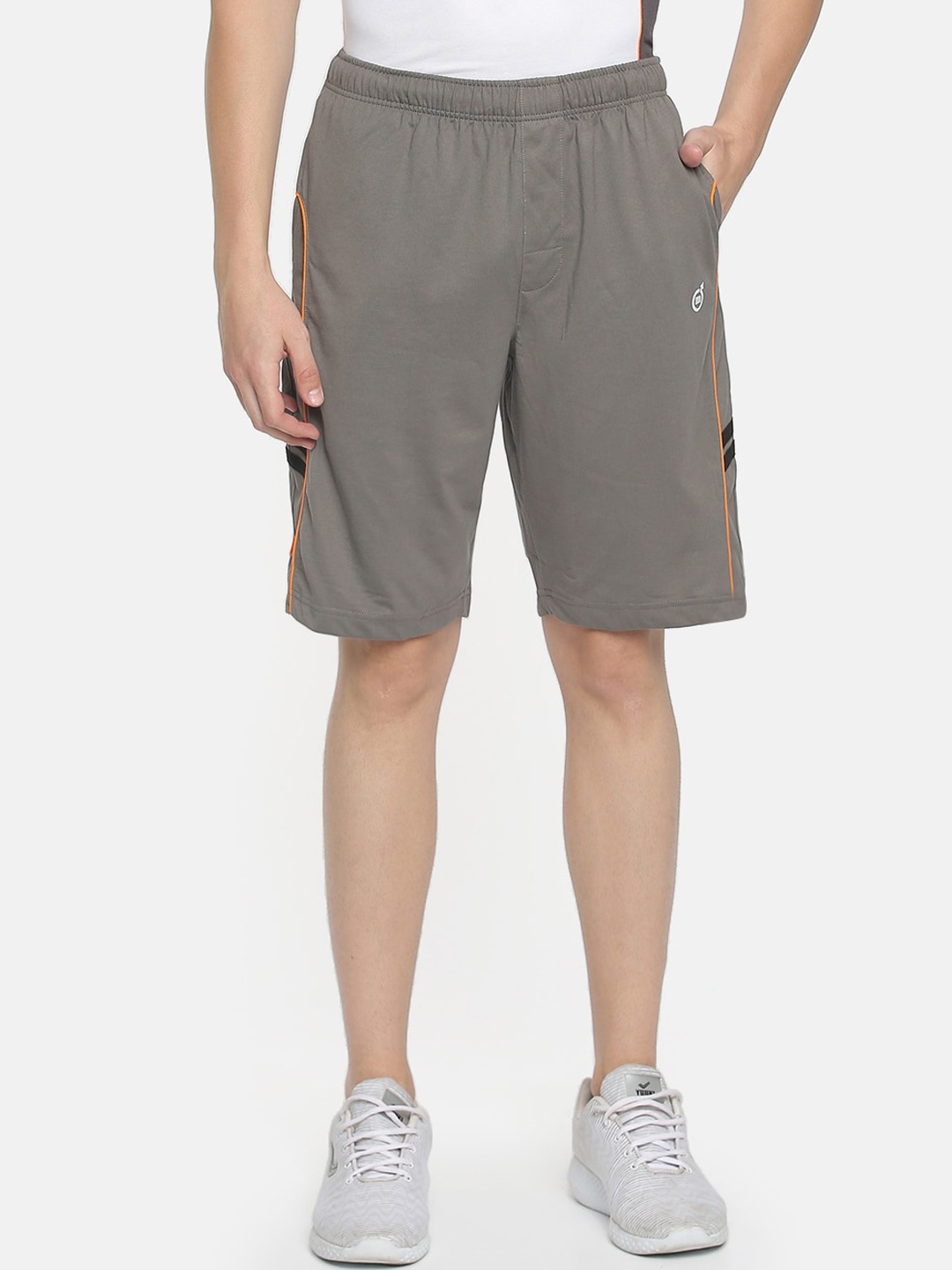 Macroman M-Series Men Rapid-Dry Mid Rise Knitted Sports Shorts, Grey