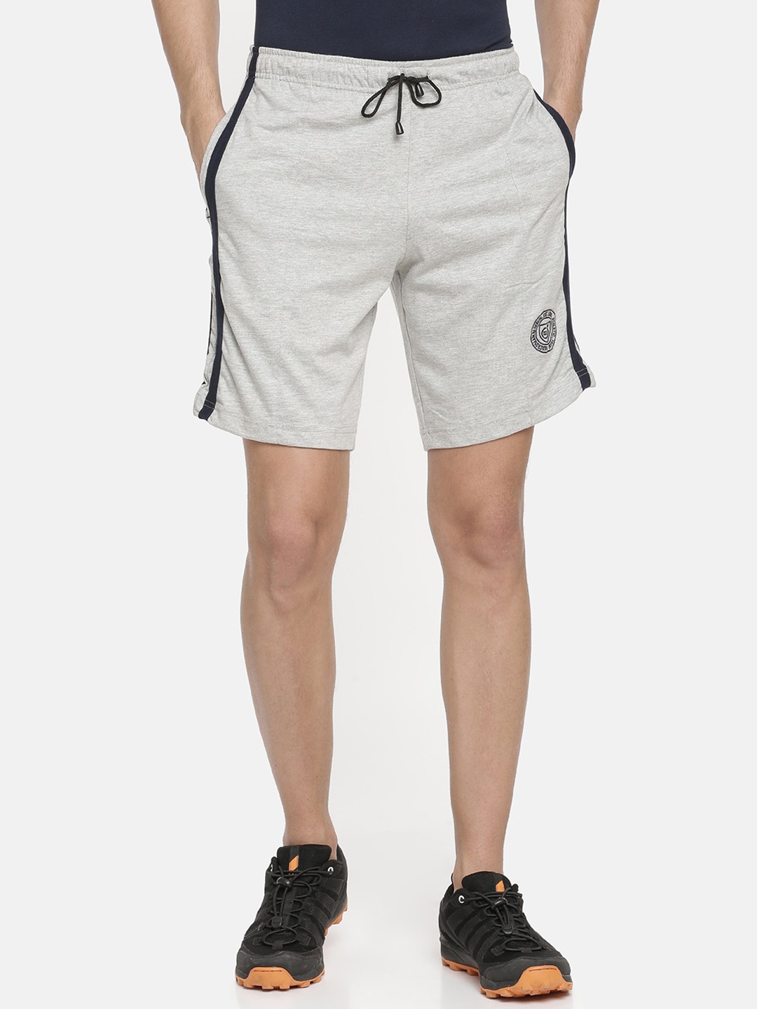 

Macroman M-Series Men Mid-Rise Pure Cotton Sports Shorts, Grey melange