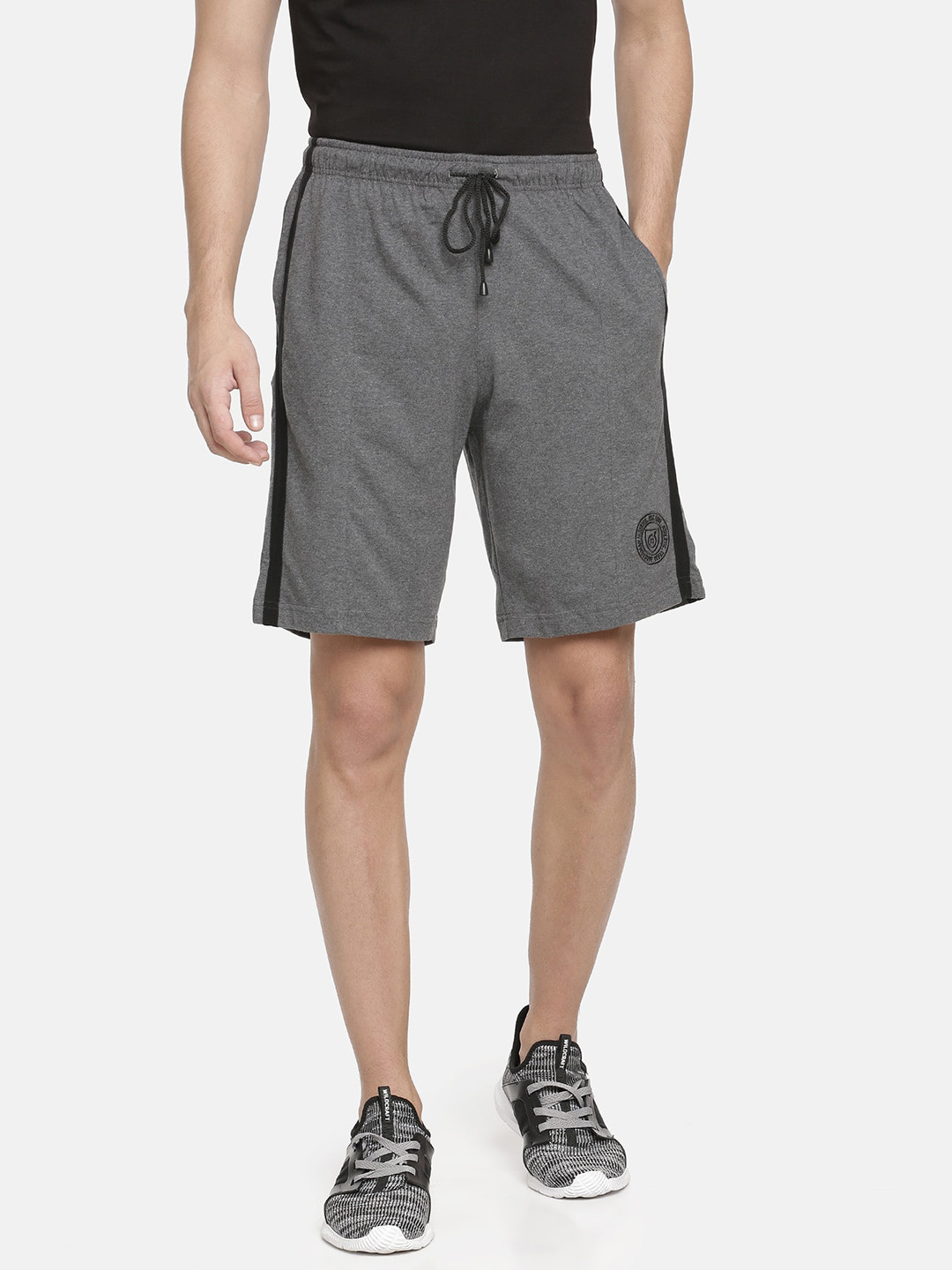 

Macroman M-Series Men Mid-Rise Pure Cotton Sports Shorts, Grey