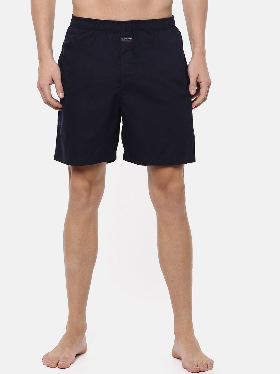 

Macroman M-Series Men Mid-Rise Pure Cotton Shorts, Navy blue