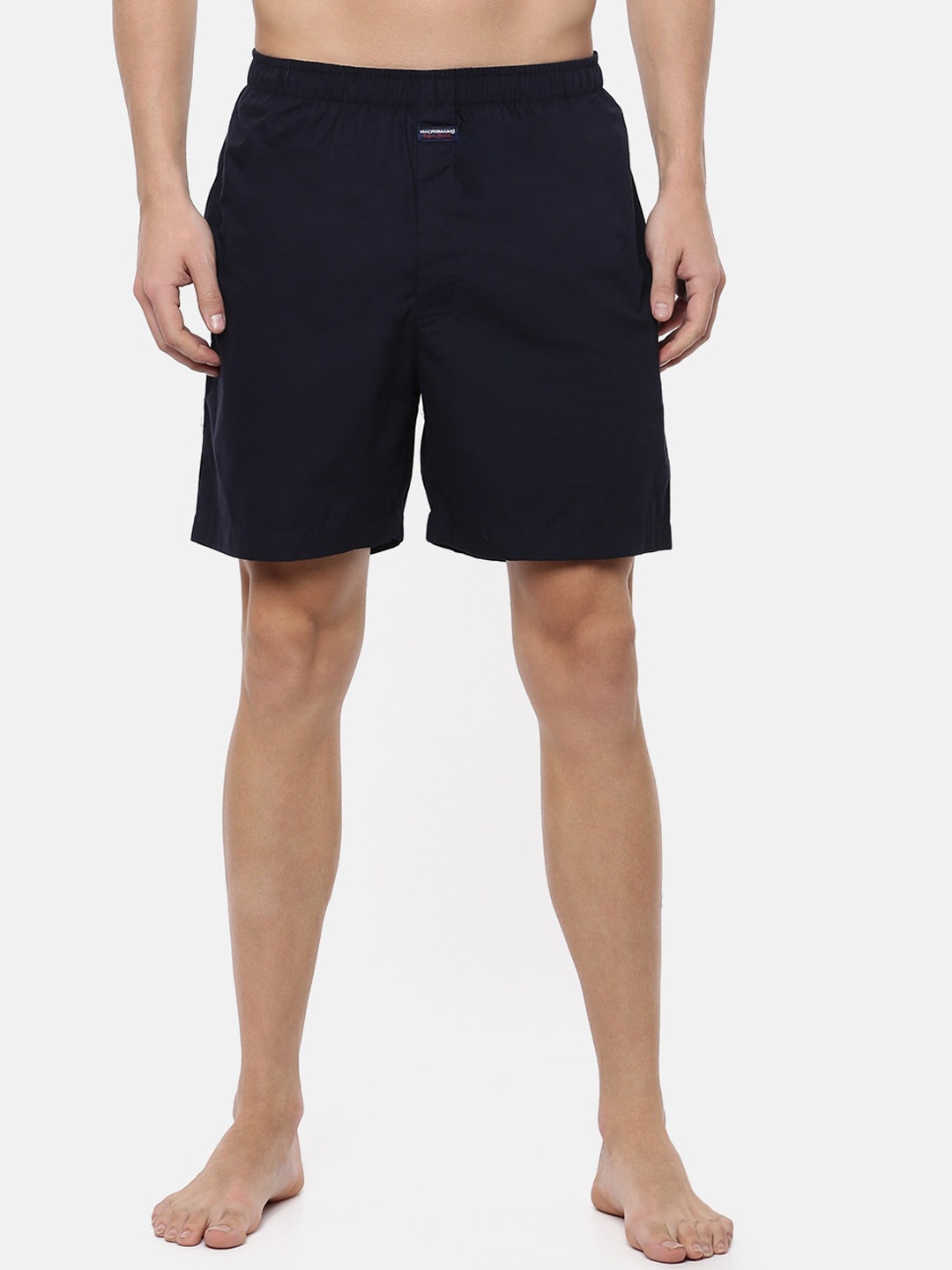 

Macroman M-Series Men Mid-Rise Pure Cotton Shorts, Navy blue