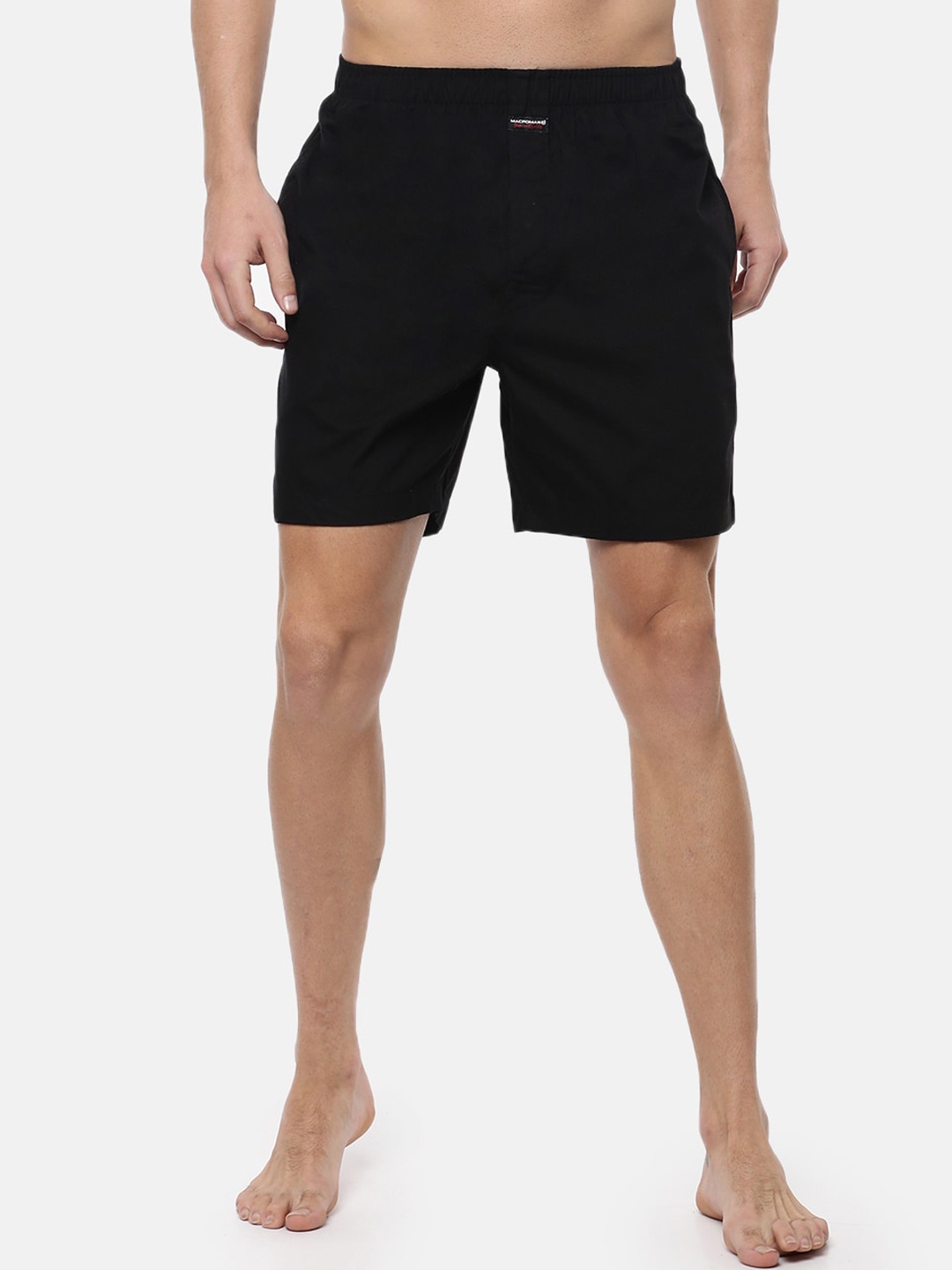 

Macroman M-Series Men Mid-Rise Pure Cotton Lounge Shorts, Black