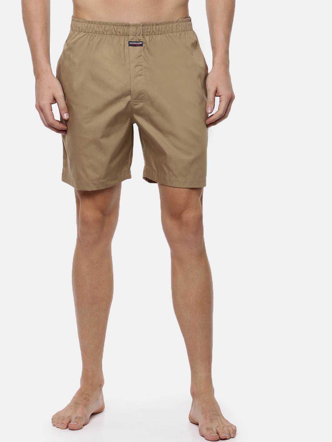 

Macroman M-Series Men Mid-Rise Pure Cotton Shorts, Khaki