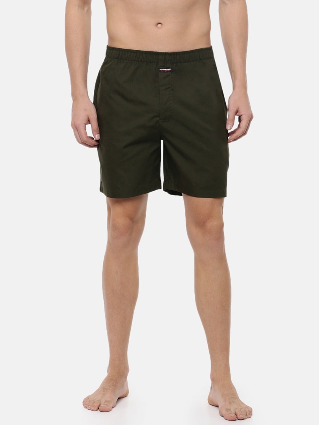 

Macroman M-Series Men Mid-Rise Pure Cotton Shorts, Green