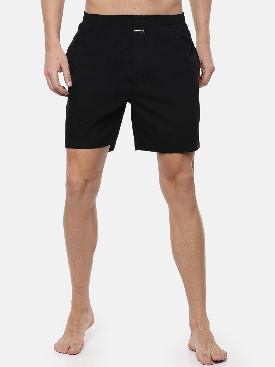 

Macroman M-Series Men Mid-Rise Pure Cotton Shorts, Black