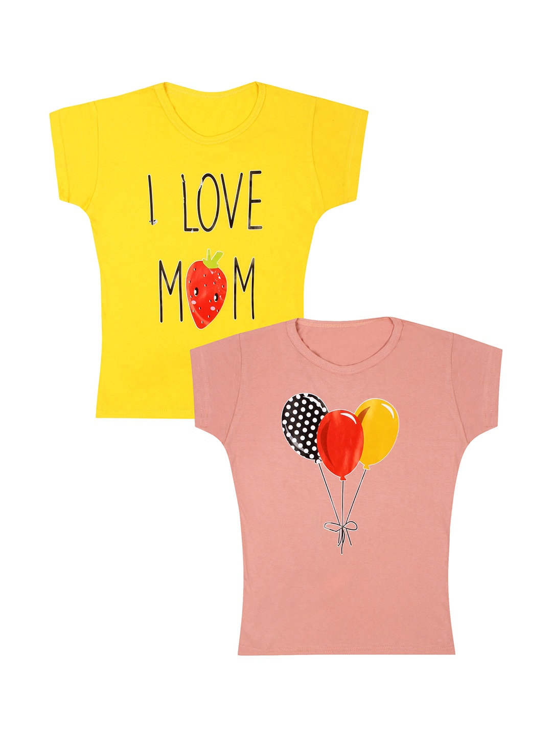 

CAREPLUS Pack Of 2 Printed Cotton T-Shirts, Yellow