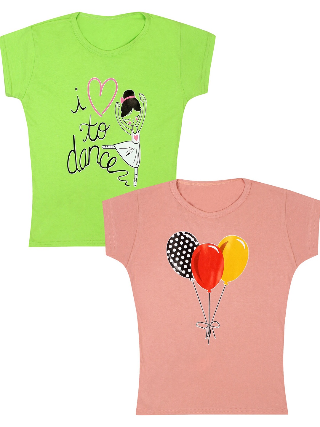 

CAREPLUS Girls Pack Of 2 Printed Cotton T-shirts, Green