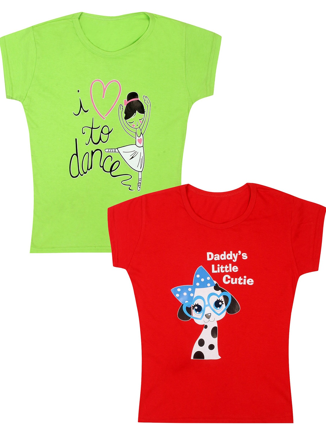 

CAREPLUS Girls Pack Of 2 Assorted Graphic Printed Cotton T-shirt