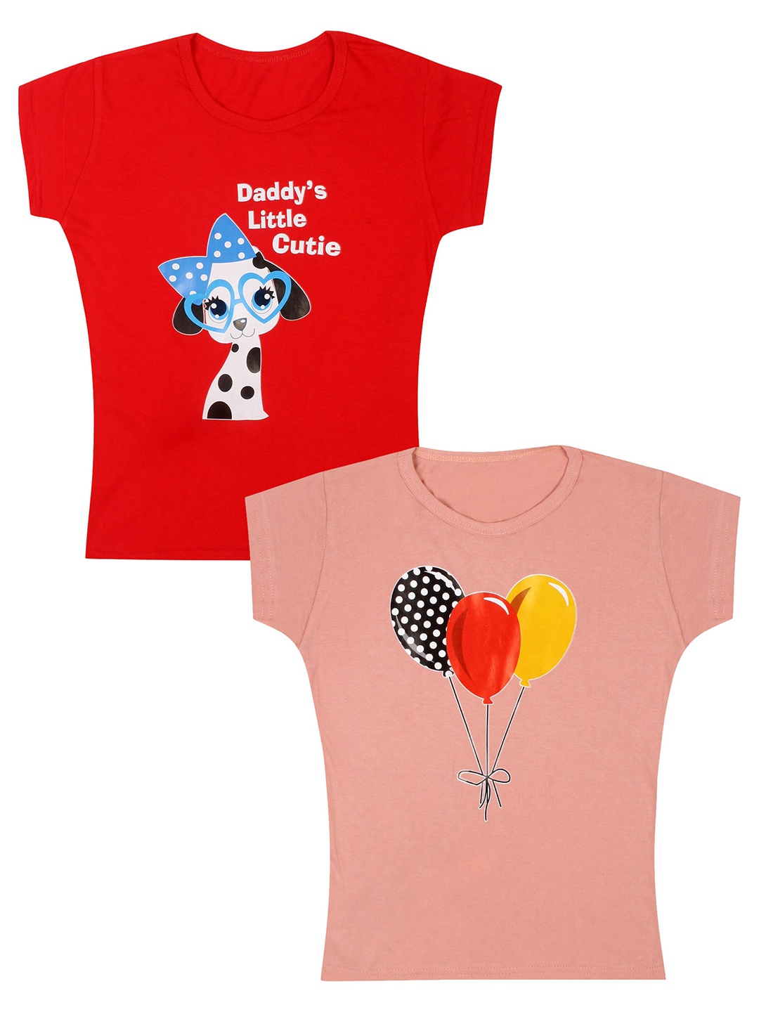 

CAREPLUS Pack Of 2 Graphic Printed Cotton T-Shirt, Red