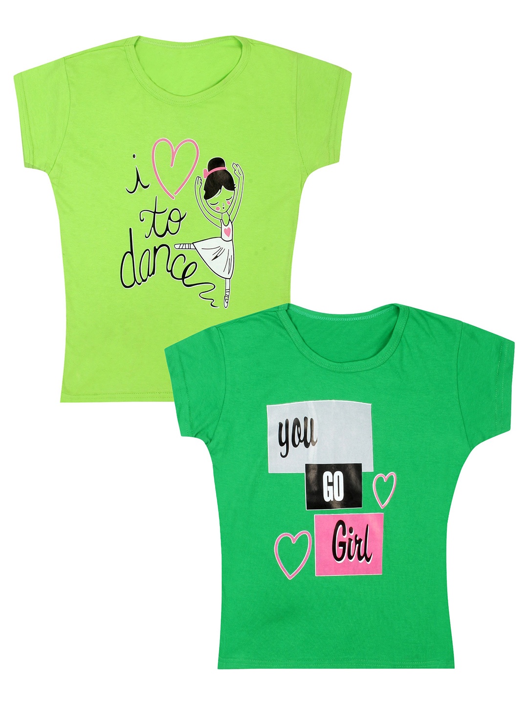 

CAREPLUS Girls Pack Of 2 Assorted Graphic Printed Cotton T-shirt