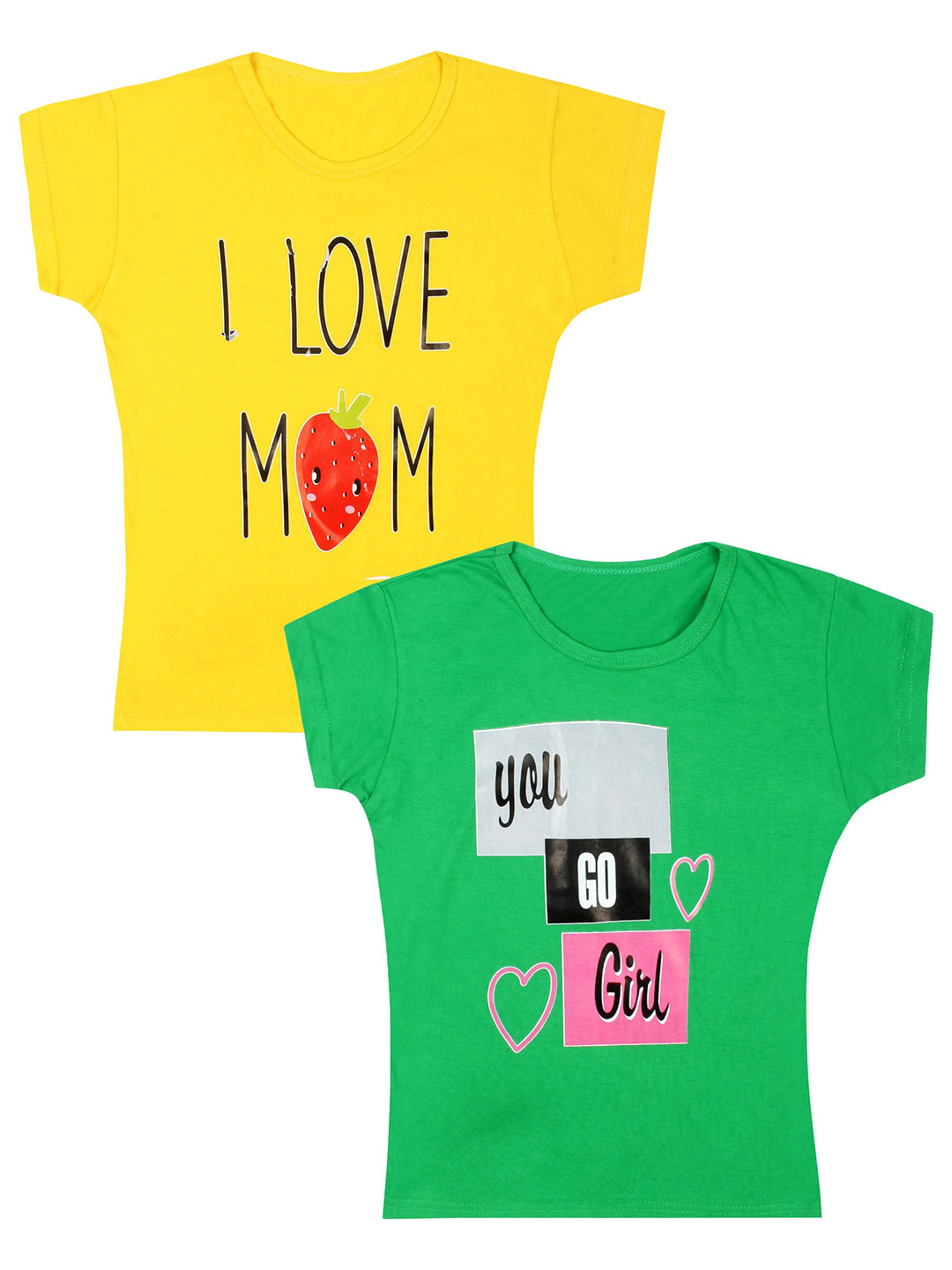 

CAREPLUS Girls Pack Of 2 Printed Cotton T-shirts, Yellow
