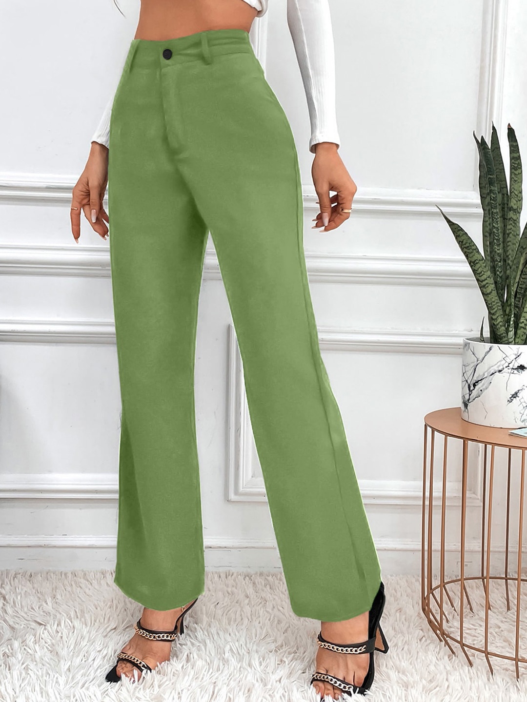 

LEE TEX Women Relaxed Straight Leg High-Rise Parallel Trousers, Green