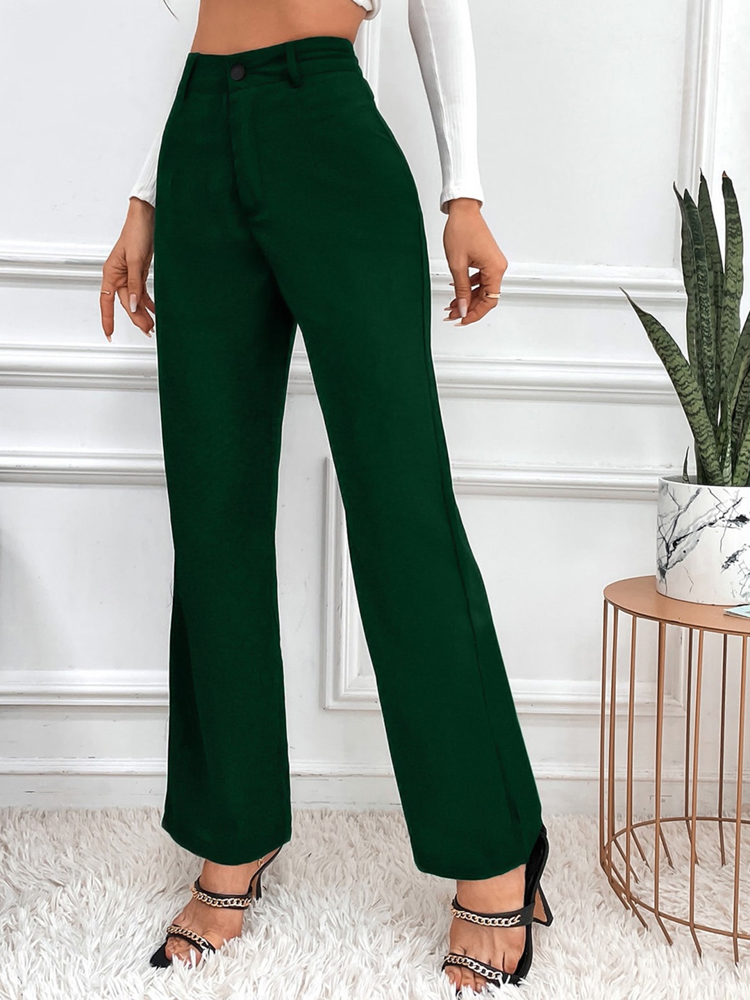 

LEE TEX Women Relaxed Straight Leg High-Rise Parallel Trousers, Green