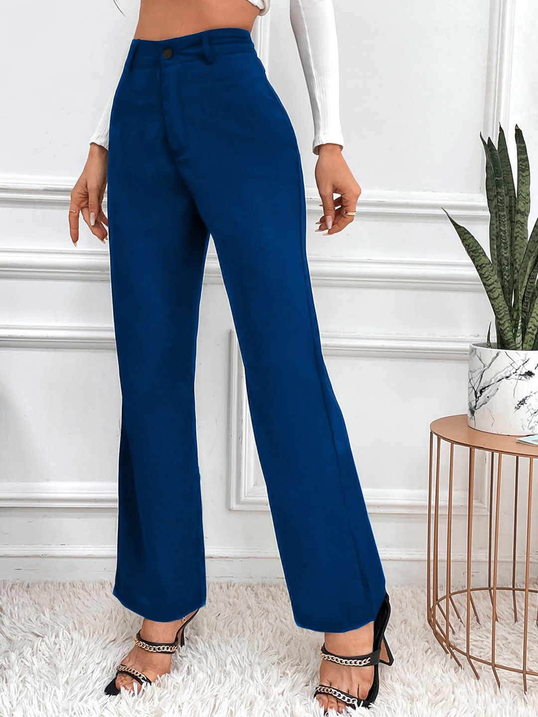 

LEE TEX Women Relaxed Straight Leg High-Rise Parallel Trousers, Blue