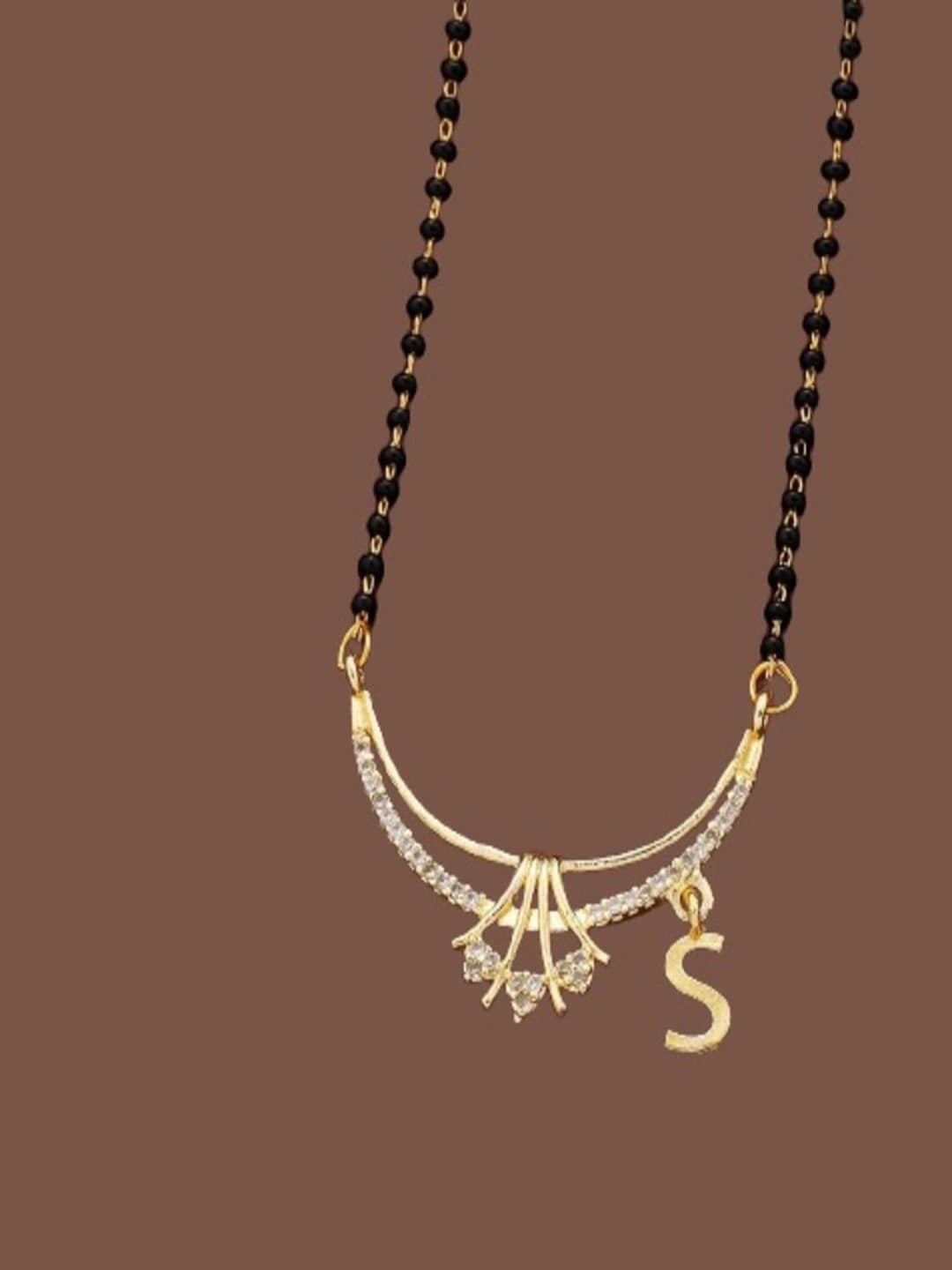 

JEWEL WORLD Gold-Plated Stone-Studded & Beaded Mangalsutra