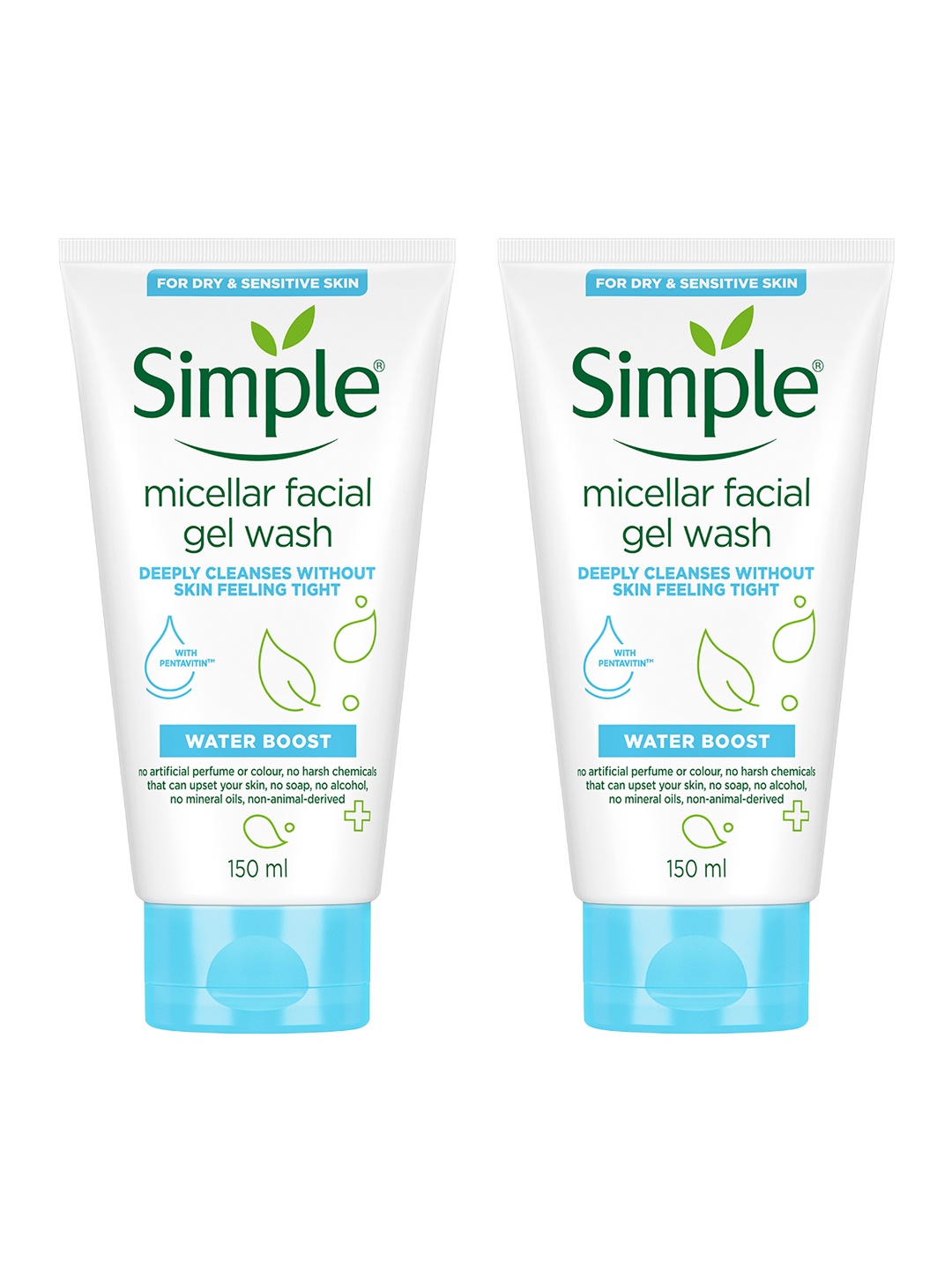 

Simple Set Of 2 Water Boost Micellar Facial Gel Wash - 150ml Each, White