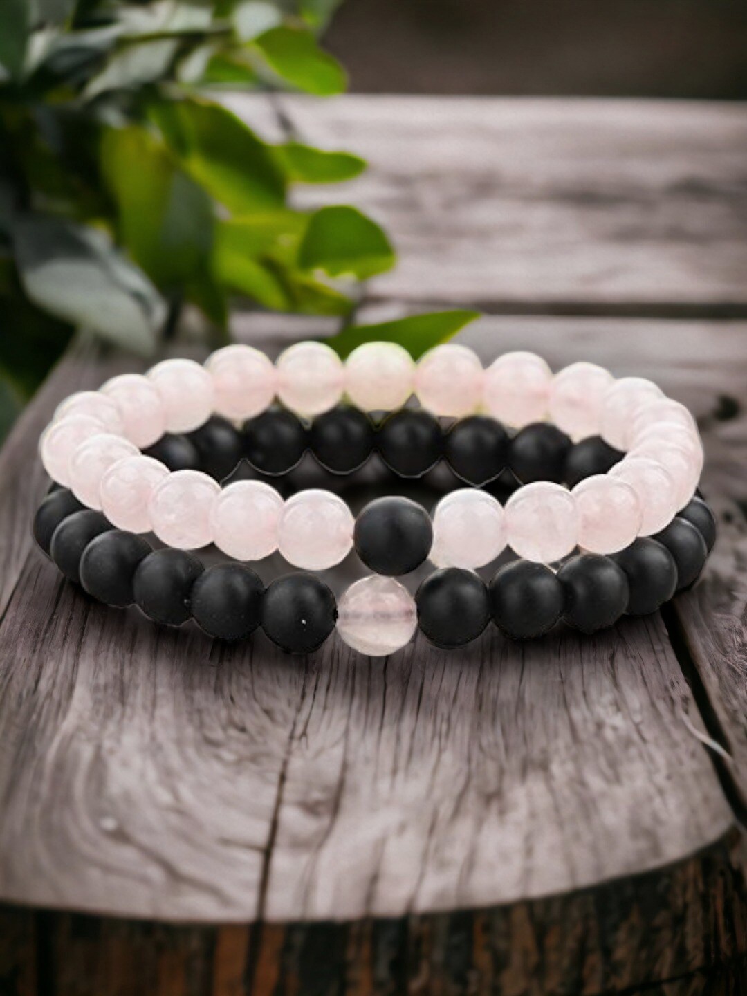 

HOT AND BOLD Set Of 2 Onyx Elasticated Bracelet, Black