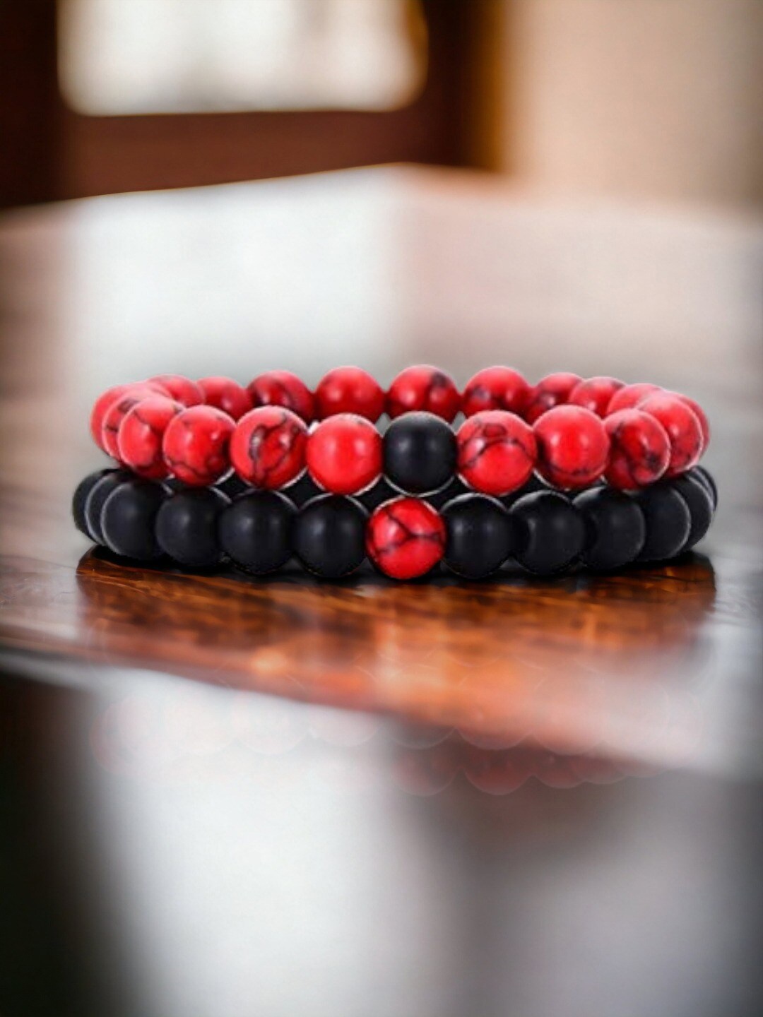 

HOT AND BOLD Set Of 2 Onyx Elasticated Bracelets, Black