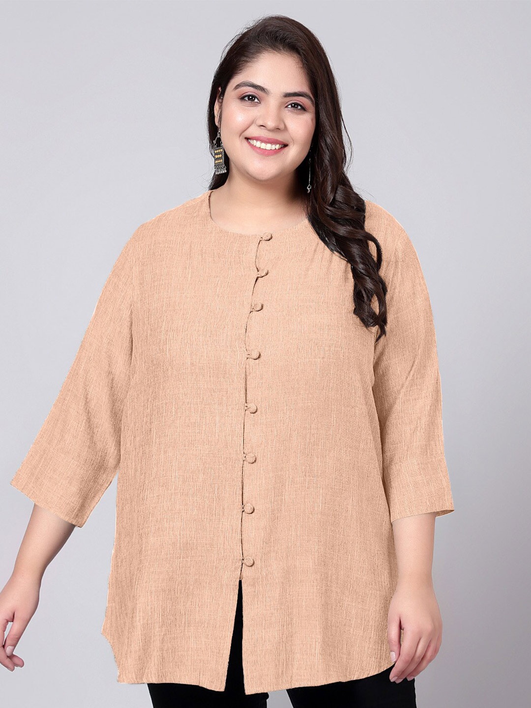 

Indietoga Plus Size Cotton Linen Tunics, Cream