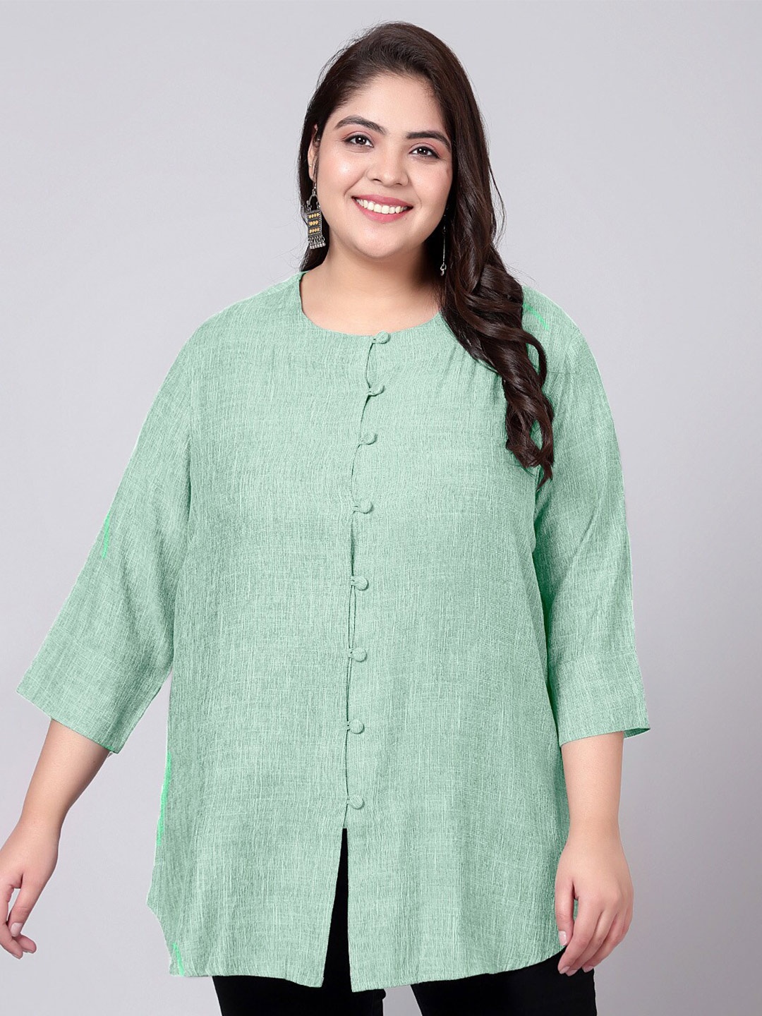 

Indietoga Plus Size Round Neck Tunic, Green