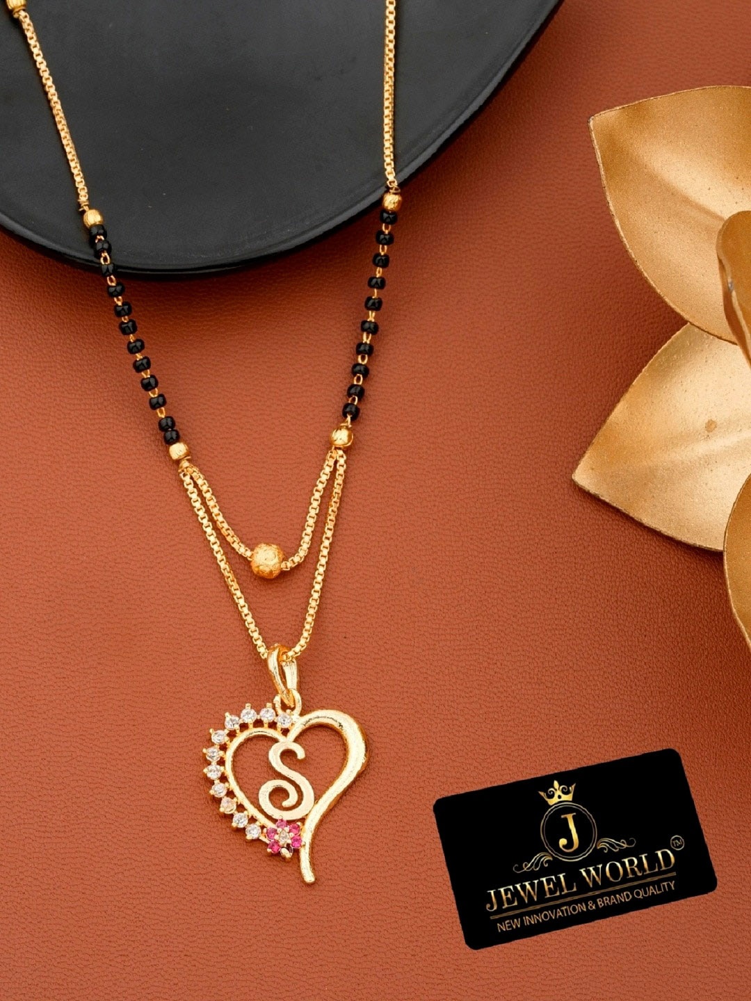 

JEWEL WORLD Gold-Plated Stone-Studded & Beaded Mangalsutra