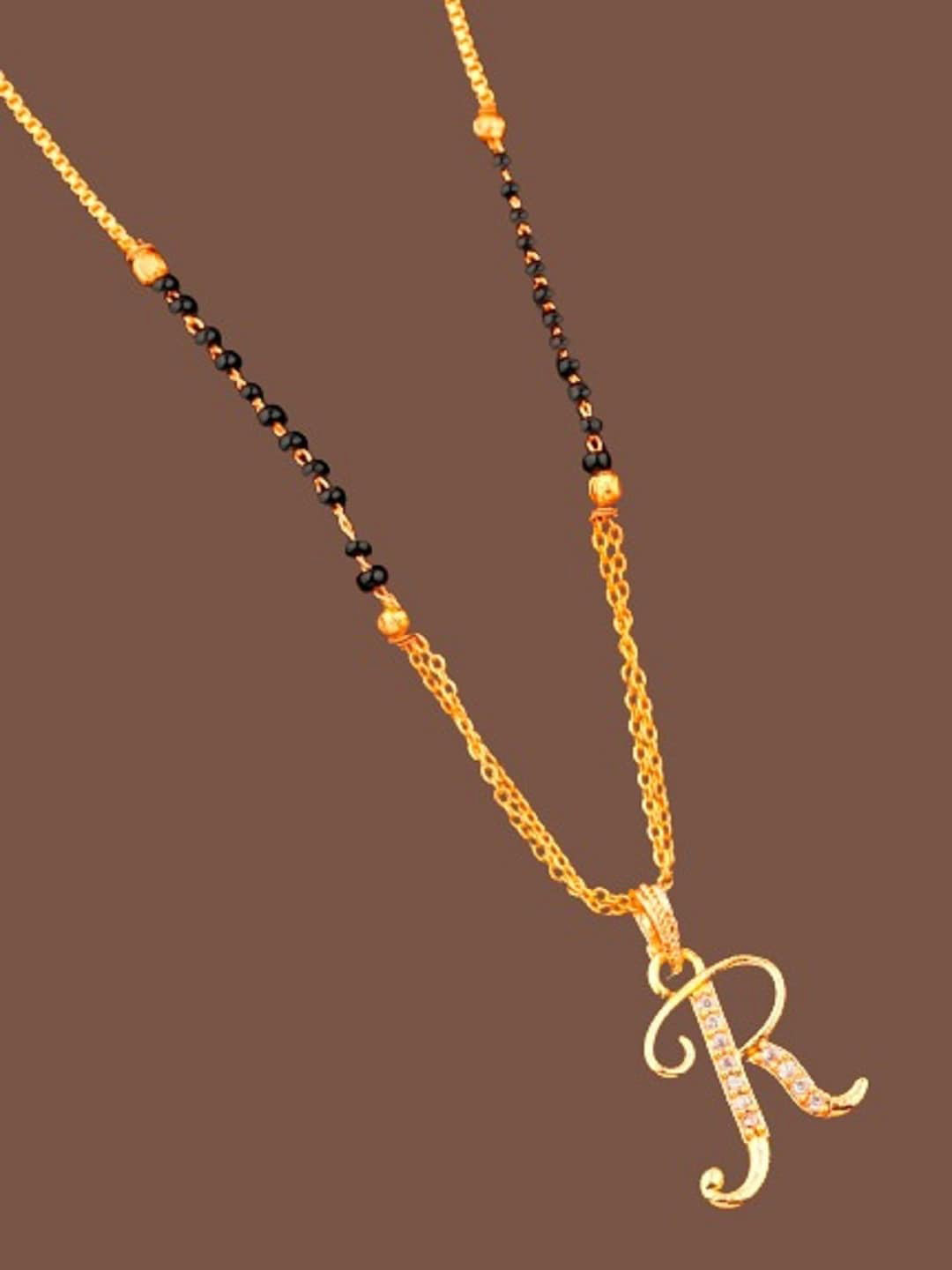 

JEWEL WORLD Gold-Plated Stone-Studded & Beaded Mangalsutra