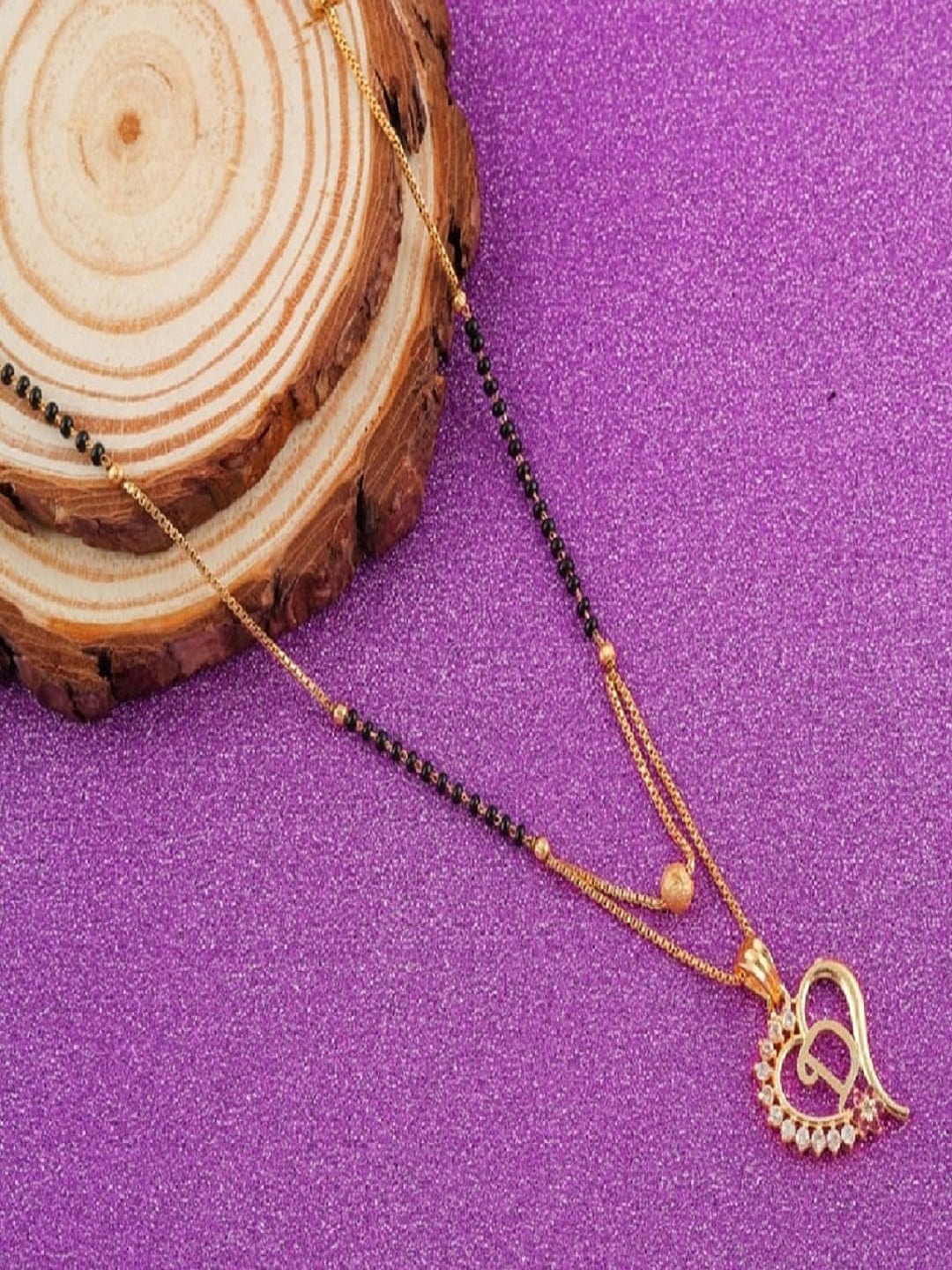 

JEWEL WORLD Gold-Plated Stone-Studded & Beaded Mangalsutra