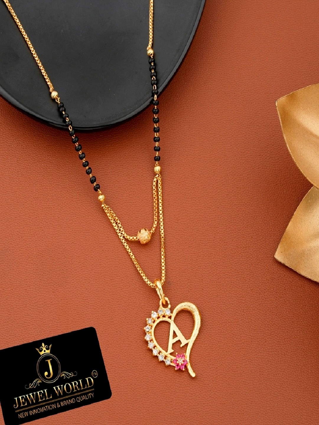

JEWEL WORLD Gold-Plated Stone-Studded Beaded Mangalsutra