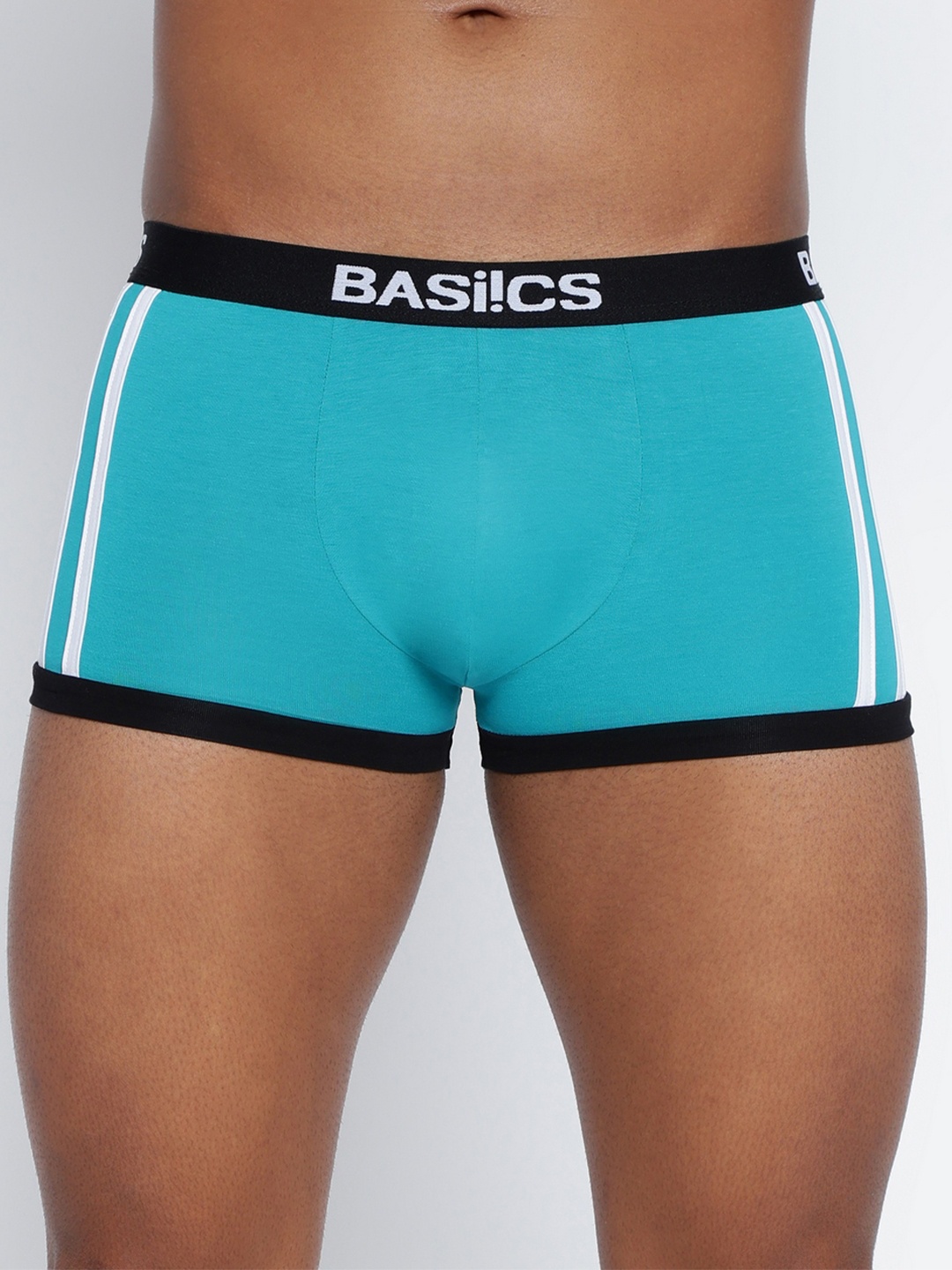 

BASIICS by La Intimo Men Striped Cotton Trunk BCSTR01, Teal