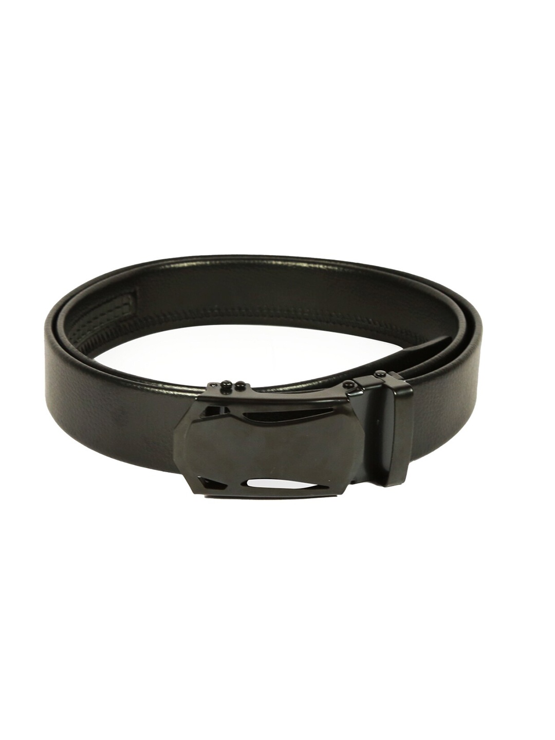 

Style Shoes Men Textured Wide Belt With Slider Buckle Closure, Black