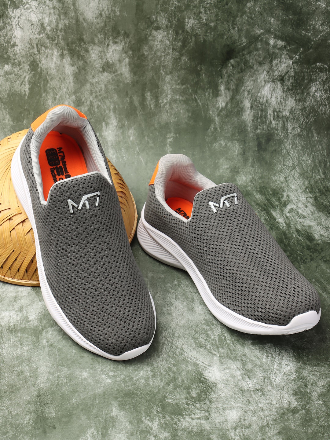

M7 by Metronaut Men Woven Design Lightweight Slip-On Sneakers, Grey
