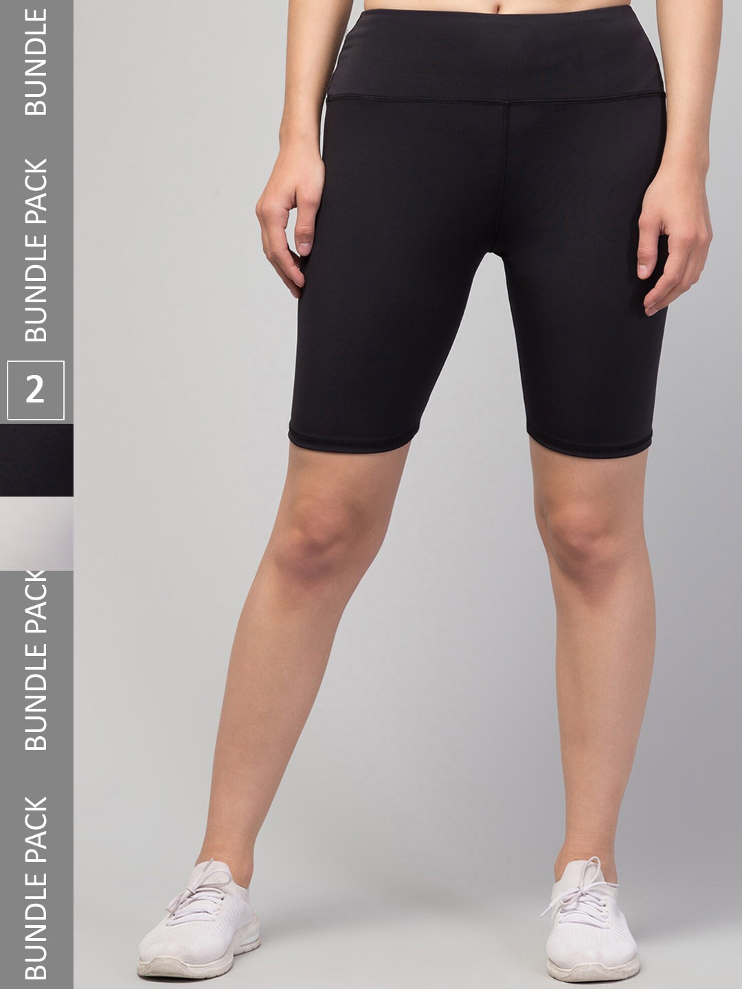 

Apraa & Parma Women Pack Of 2 Skinny Fit High-Rise Sport Shorts, Grey