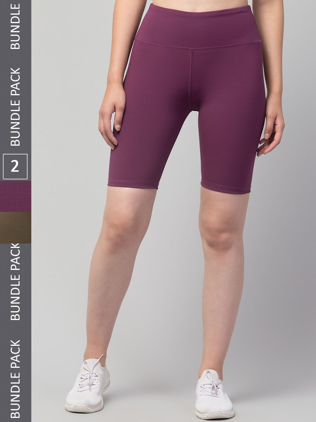 

Apraa & Parma Women Pack Of 2 Skinny Fit High-Rise Cycling Biker Shorts, Purple
