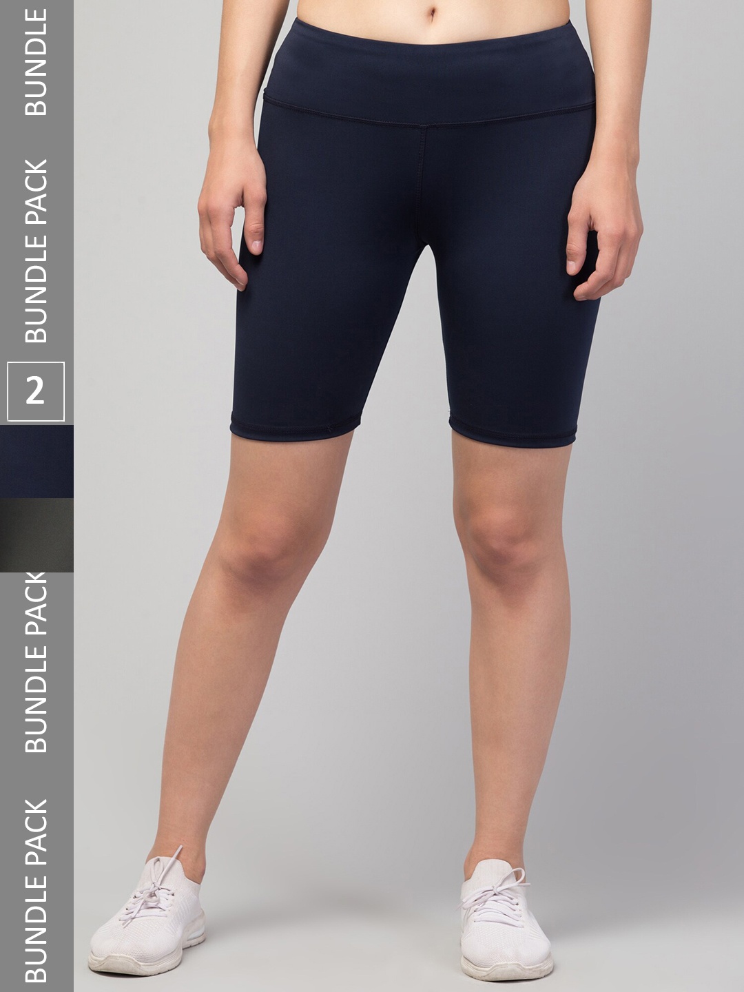

Apraa & Parma Women Pack Of 2 Skinny Fit Cycling Sports Shorts, Grey