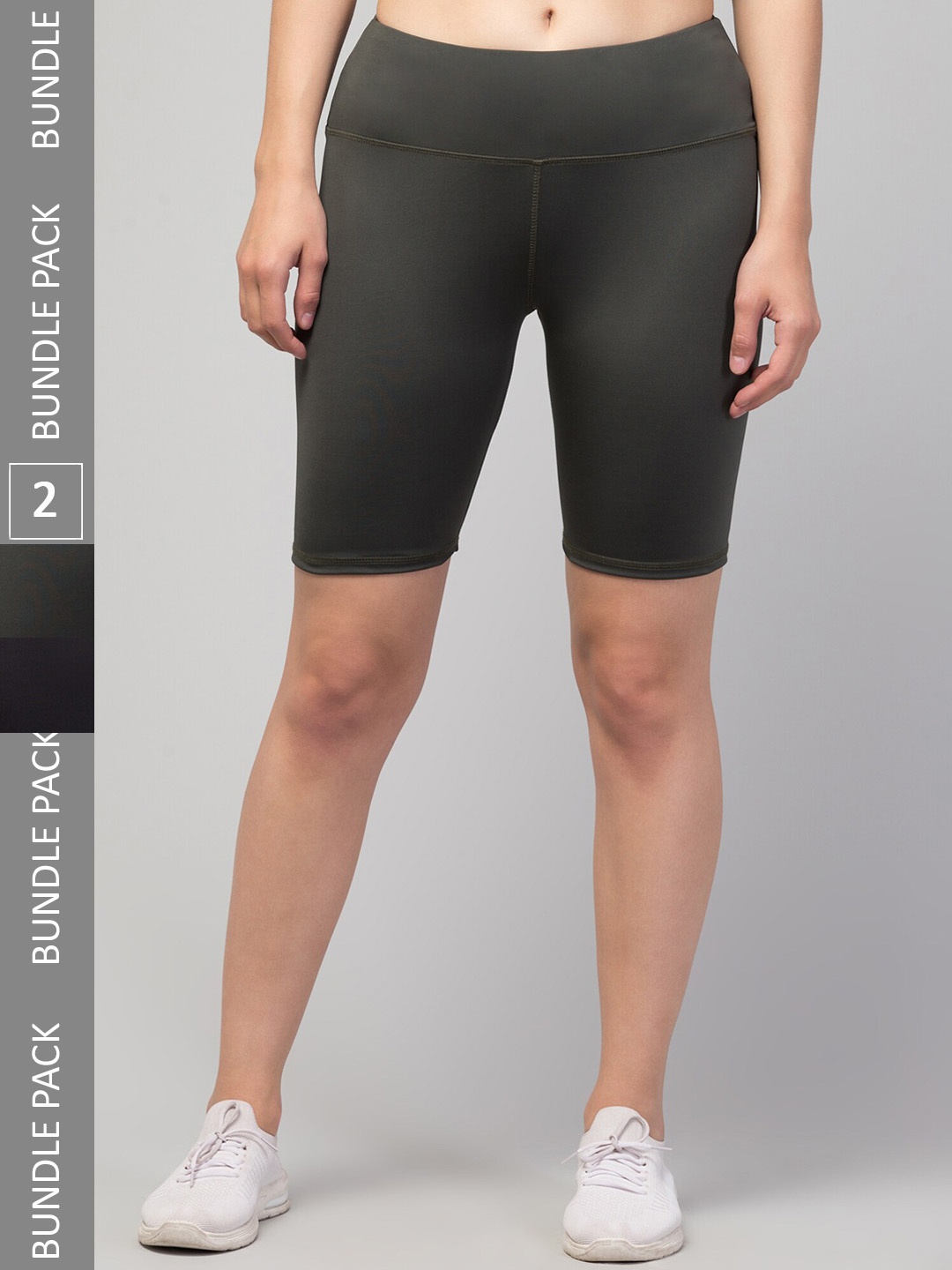 

Apraa & Parma Women Pack Of 2 Skinny Fit High-Rise Biker Shorts, Black