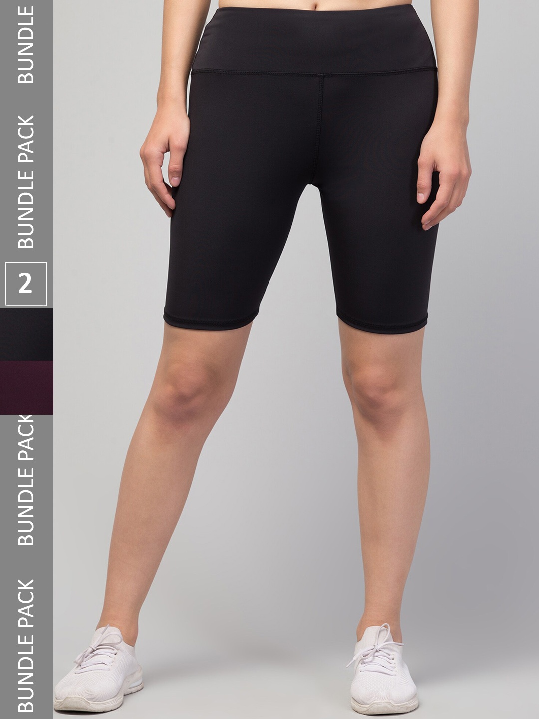 Apraa & Parma Women Pack Of 2 Skinny Fit Cycling Sports Shorts, Grey