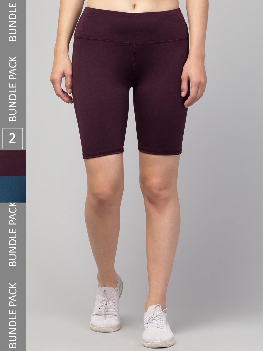 

Apraa & Parma Pack Of 2 Women Skinny Fit High-Rise Yoga Sports Shorts, Purple