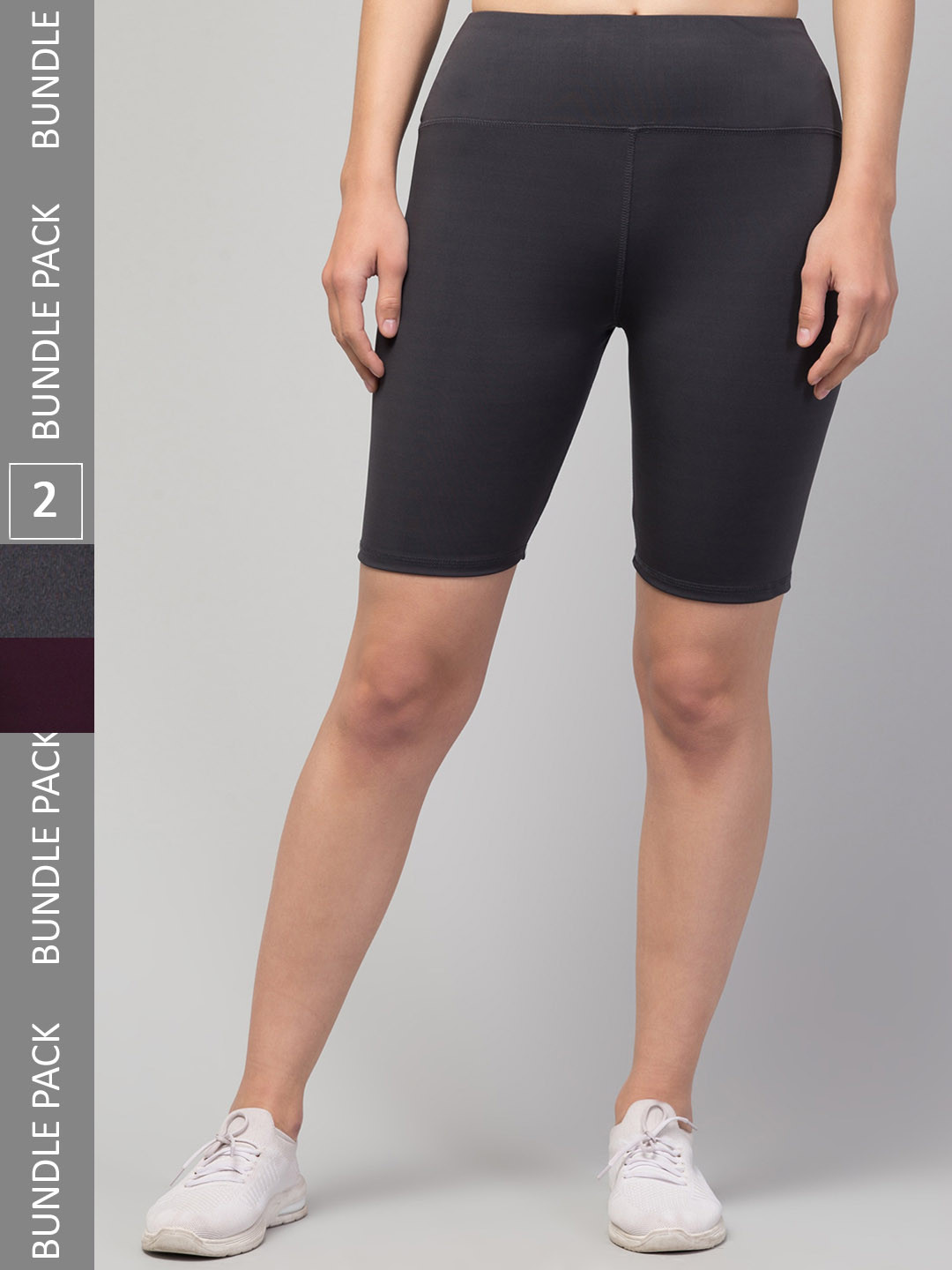

Apraa & Parma Pack Of 2 Women Skinny Fit High-Rise Yoga Sports Shorts, Black