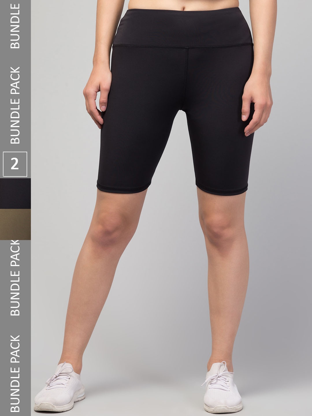 

Apraa & Parma Women Pack Of 2 Skinny Fit High-Rise Cycling Biker Shorts, Black